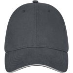 260 g/m2 katoenen petten met metalen gesp ClearLine kleur donkergrijs tweede weergave voorkant