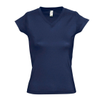 Dames T-shirts met v-hals gemaakt van 100% katoen 150 g/m² SOL'S Moon kleur marineblauw