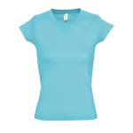 Dames T-shirts met v-hals gemaakt van 100% katoen 150 g/m² SOL'S Moon kleur pastel blauw