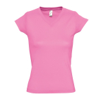Dames T-shirts met v-hals gemaakt van 100% katoen 150 g/m² SOL'S Moon kleur rose paztel