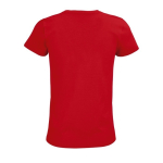 Reclame T-shirt voor dames van 175 g/m2 biologisch katoen SOL'S Pioneer kleur rood achter aanzicht