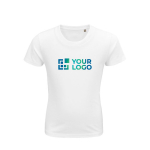 Kinder t-shirt van 100% biologisch katoen 175 g/m2 SOL'S Pioneer kleur wit weergave met bedrukking