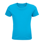 Kinder t-shirt van 100% biologisch katoen 175 g/m2 SOL'S Pioneer kleur cyaan blauw
