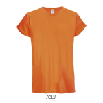 Polyester gezeefdrukte sport t-shirt met logo SOL'S Sprint 130 g/m2 kleur oranje