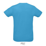 Polyester gezeefdrukte sport t-shirt met logo SOL'S Sprint 130 g/m2 kleur cyaan blauw achter aanzicht