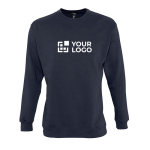 Sweatshirt met zeefdruk van 280 g/m2 katoen en polyester SOL'S New Supreme kleur donkerblauw weergave met bedrukking
