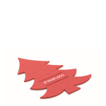 Bestekset personaliseren in kerstboomvorm kleur rood weergave met bedrukking