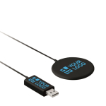 Slanke magnetische snelle draadloze oplader Circle kleur zwart weergave met bedrukking