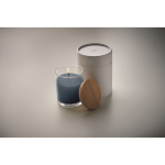 Kaars met vanillegeur en individuele geschenkdoos foto weergave