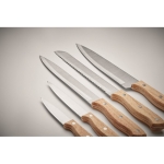 Houten messenset met opdruk inclusief standaard Wooden kleur hout foto weergave