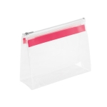 Praktische plastic reistas met ritssluiting Zipper kleur roze afbeelding met logo