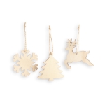 Set van 3 houten kerstversieringen om op te hangen Forest kleur naturel