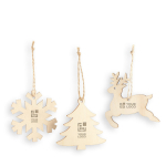 Set van 3 houten kerstversieringen om op te hangen Forest met afdrukgebied