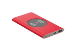 Draadloze oplader en powerbank van 4.000 mAh Powercard Chargepad kleur rood