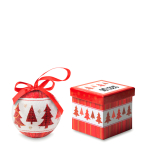 Kerstbal met parelafwerking met versierde doos Snowy kleur rood weergave met bedrukking