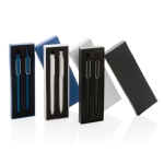 Set pennen met metallic afwerking blauwe inkt Clip Corporate kleur zwart algemene weergave