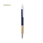 Eco aluminium balpen met bamboe handgreep blauwe inkt Pioneer zesde weergave
