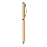 Bamboe rollerball met chromen accessoires, blauwe inkt Bamboo kleur licht hout vierde weergave