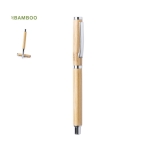 Bamboe rollerball met chromen accessoires, blauwe inkt Bamboo kleur licht hout zevende weergave