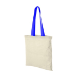 Katoenen tas met lange gekleurde hengsels 100 g/m2 Cotton Colour kleur blauw