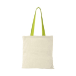 Katoenen tas met lange gekleurde hengsels 100 g/m2 Cotton Colour kleur limoen groen tweede weergave voorkant