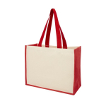 Jute en canvas tassen met gelamineerde binnenkant Jute Beach kleur rood