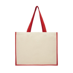 Jute en canvas tassen met gelamineerde binnenkant Jute Beach kleur rood tweede weergave achterkant