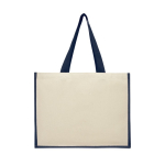 Jute en canvas tassen met gelamineerde binnenkant Jute Beach kleur marineblauw tweede weergave achterkant