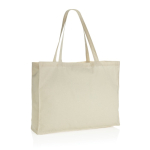 Grote geborduurde tas van gerecycled katoen 145 g/m2 Waterless kleur beige derde weergave