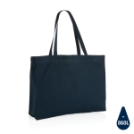 Grote geborduurde tas van gerecycled katoen 145 g/m2 Waterless kleur marineblauw
