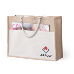 Jute tassen bedrukken met logo en vak Pocket XL kleur naturel  negende weergave