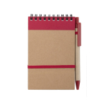 Notitieblok bedrukken met kartonnen pen A6 vellen EcoSpiral kleur rood zesde weergave