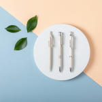 Goedkope eco pen met drukknop en blauwe inkt Fiber kleur naturel derde weergave