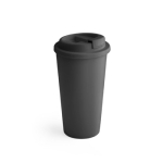 Dubbelwandige plastic koffiebeker bedrukken 500ml Large kleur zwart
