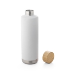 Stalen fles met bamboe deksel en metalen streep 640ml Ultimate kleur wit derde weergave