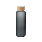 Glazen fles met matte afwerking en bamboedop 500 ml kleur zwart