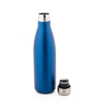 Vacuüm geïsoleerde stalen fles met metalen dop 500ml Satin kleur blauw derde weergave