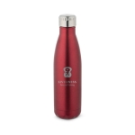 Vacuüm geïsoleerde stalen fles met metalen dop 500ml Satin kleur rood afbeelding met logo