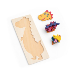 Houten puzzel in de vorm van een dinosaurus, gemaakt van dennenhout kleur naturel negende weergave