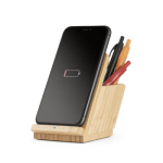 Oplader met mobiele telefoonhouder en bamboe potloodhouder Bureau kleur naturel vierde weergave