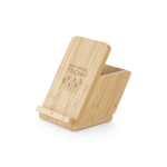 Oplader met mobiele telefoonhouder en bamboe potloodhouder Bureau kleur naturel afbeelding met logo