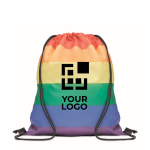 Regenboogkleurige PP-rugzakjes met trekkoord Rainbow RPET kleur meerkleurig weergave met bedrukking