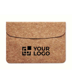 Kurken laptophoes met magnetische sluiting 14” Cork weergave met bedrukking