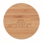 Eenvoudige ronde draadloze bamboe oplader met logo Natura Ultra kleur hout zesde weergave