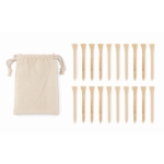 Set van 20 golf tees, verpakt in een katoenen tas Golf Eco kleur beige