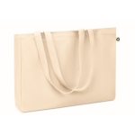 Gerecyclede canvas tas met lange handvatten 280 g/m2 Nature Respect kleur beige