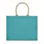 Boodschappen- of strandtas met korte handvatten Jute Ibiza kleur turkoois
