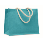 Boodschappen- of strandtas met korte handvatten Jute Ibiza kleur turkoois derde weergave