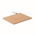 Kurken muismat met logo en draadloze oplader Wireless Cork kleur beige