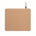Kurken muismat met logo en draadloze oplader Wireless Cork kleur beige derde weergave